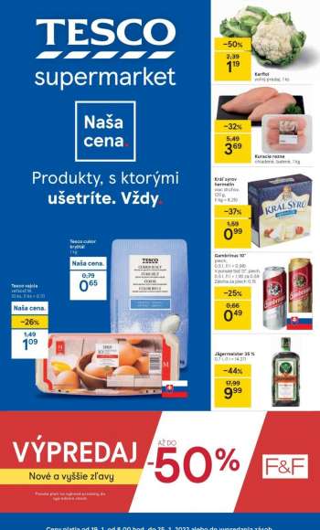Leták TESCO supermarket - 19.1.2022 - 25.1.2022.