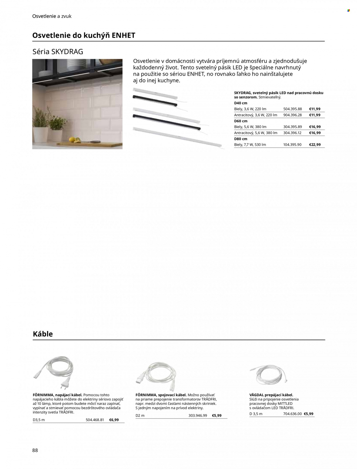 Leták IKEA - Produkty v akcii - napájací kábel. Strana 88.