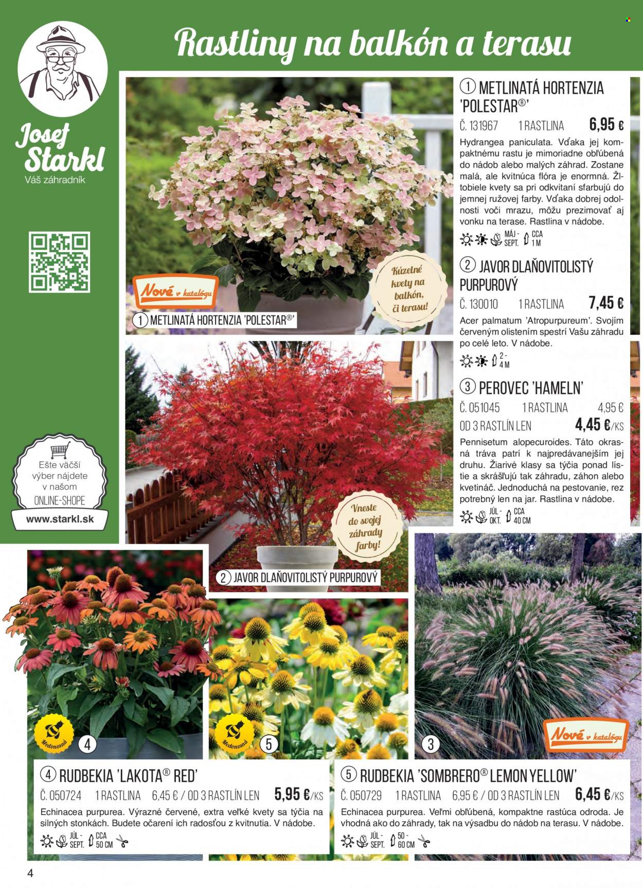 Leták Starkl - Produkty v akcii - kvetináč, vonkajšie rastliny, hortenzia, okrasná tráva, javor. Strana 4.