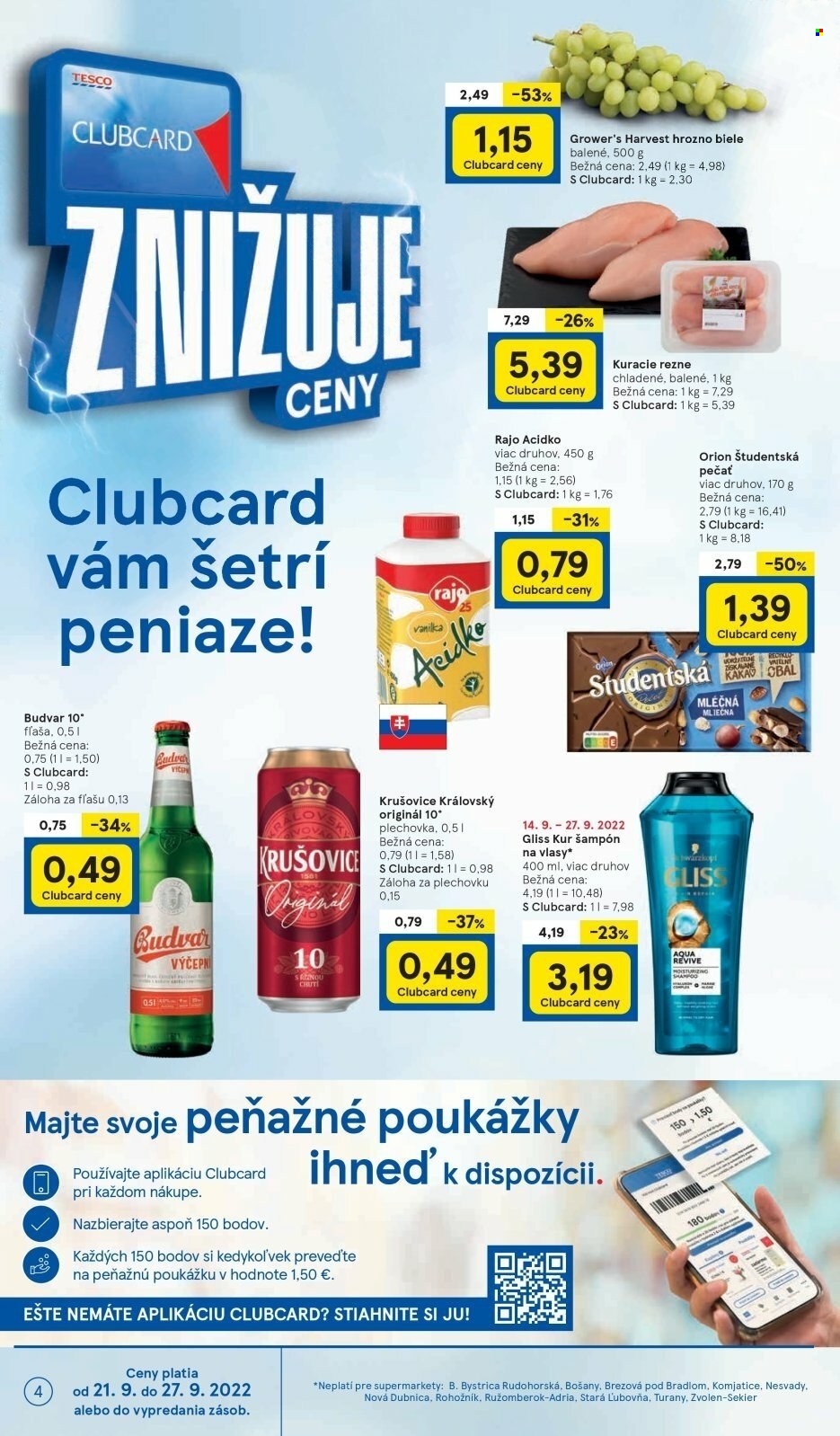 Leták TESCO supermarket - 21.9.2022 - 27.9.2022. Strana 4.