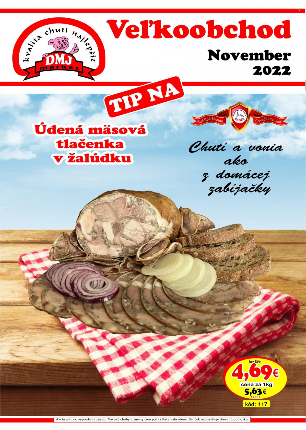 Leták DMJ market - 1.11.2022 - 30.11.2022 - Produkty v akcii - tlačenka, Cien. Strana 1.