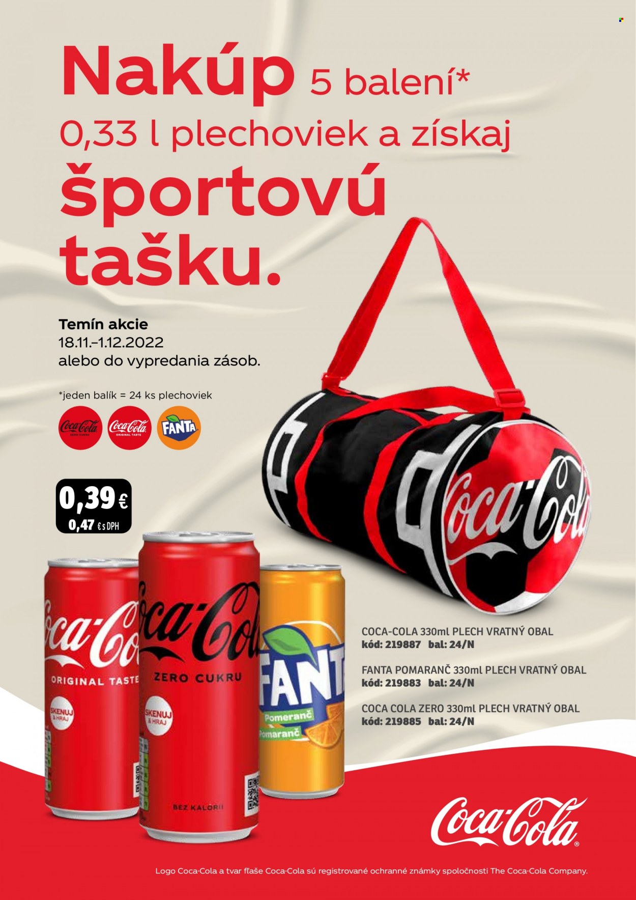 Leták Labaš - 18.11.2022 - 1.12.2022 - Produkty v akcii - Coca-Cola, Fanta, limonáda, kolový nápoj. Strana 46.