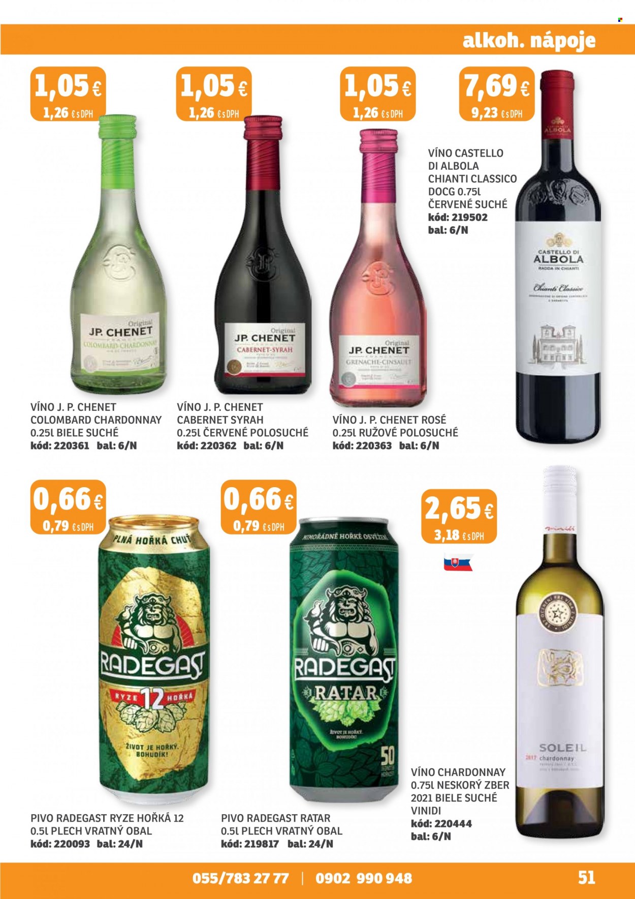 Leták Labaš - 18.11.2022 - 1.12.2022 - Produkty v akcii - červené víno, biele víno, víno, Chardonnay, J.P. Chenet, alkohol, Grenache, pivo, Radegast. Strana 51.