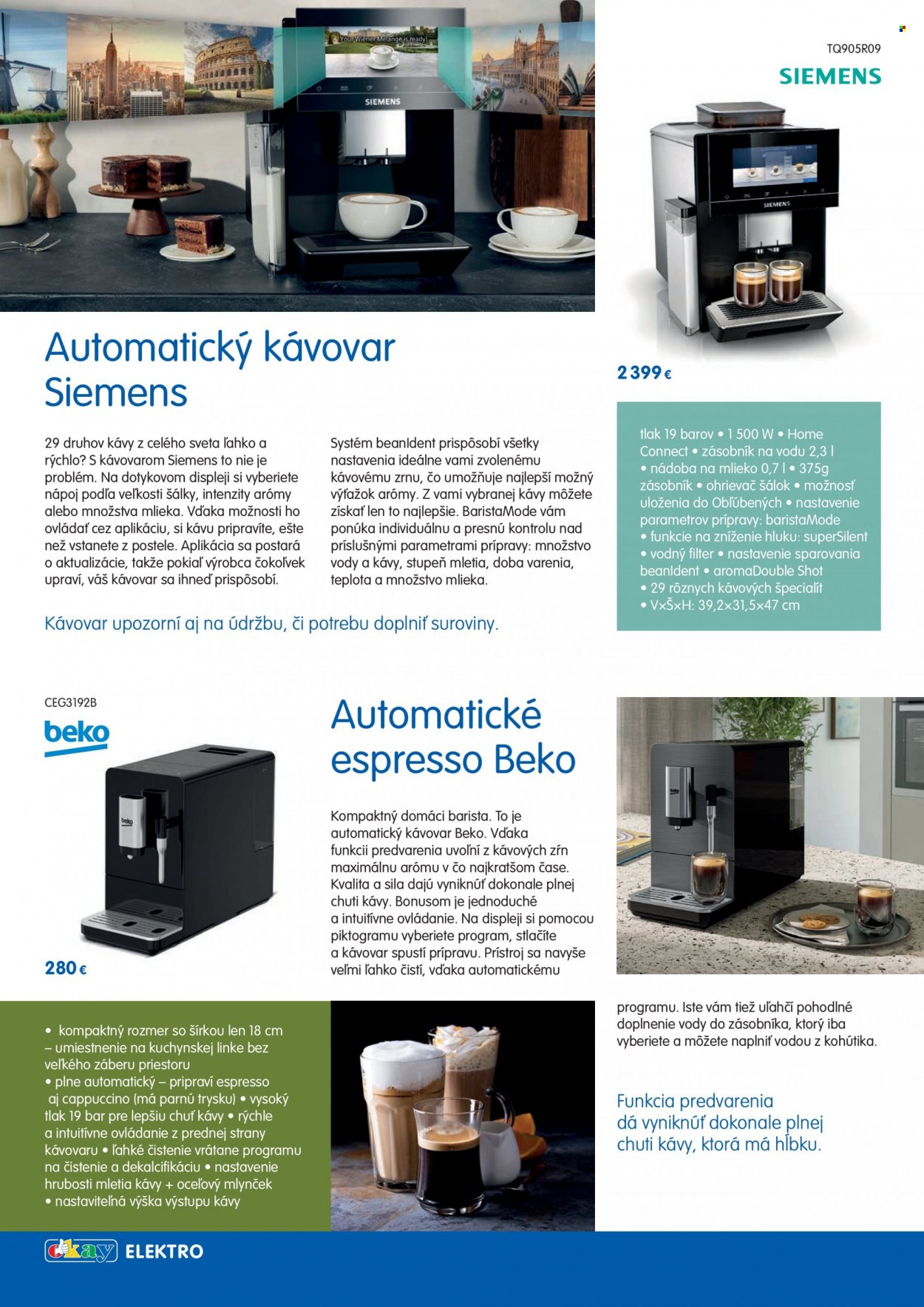 Leták Okay - 6.12.2022 - 15.3.2023 - Produkty v akcii - vodný filter, mlynček, šálek, Siemens, Beko, kávovar, automatické espresso, automatický kávovar. Strana 2.