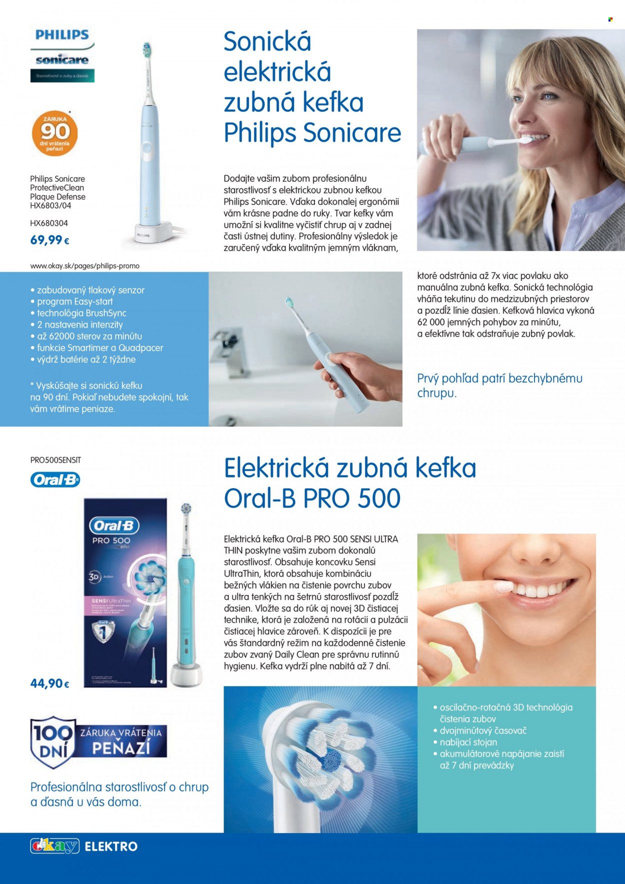 Leták Okay - 6.12.2022 - 15.3.2023 - Produkty v akcii - stojan, Philips, elektrická zubná kefka, Oral-B, zubná kefka, kefková hlavica. Strana 4.