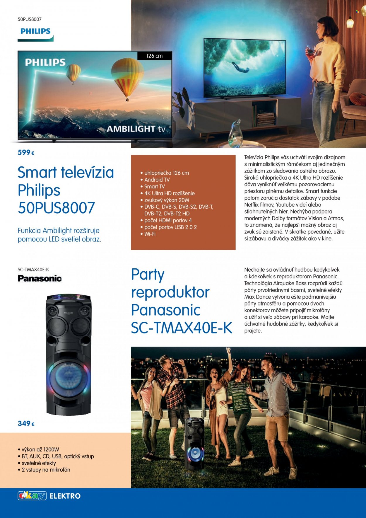 Leták Okay - 6.12.2022 - 15.3.2023 - Produkty v akcii - Panasonic, Philips, Android LED TV, smart TV, televízor, reproduktor, obrazy. Strana 14.