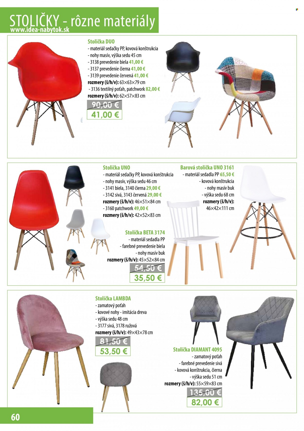 thumbnail - Leták IDEA nábytok - Produkty v akcii - barová stolička, stolička. Strana 60.