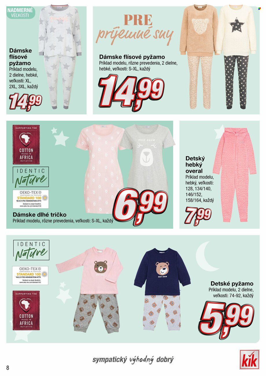 thumbnail - Leták kik - Produkty v akcii - overal, pyžamo, flísové pyžamo, detské pyžamo. Strana 8.