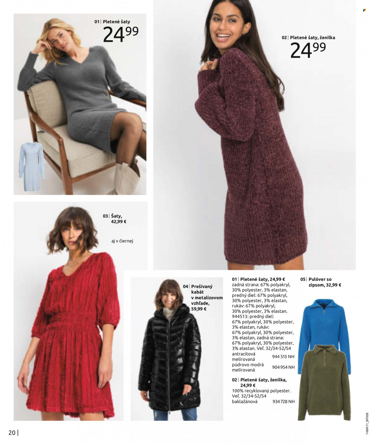 thumbnail - Leták Bonprix - 22.11.2023 - 20.5.2024 - Produkty v akcii - kabát, prešívaný kabát, šaty, pletené šaty, pulóver. Strana 22.