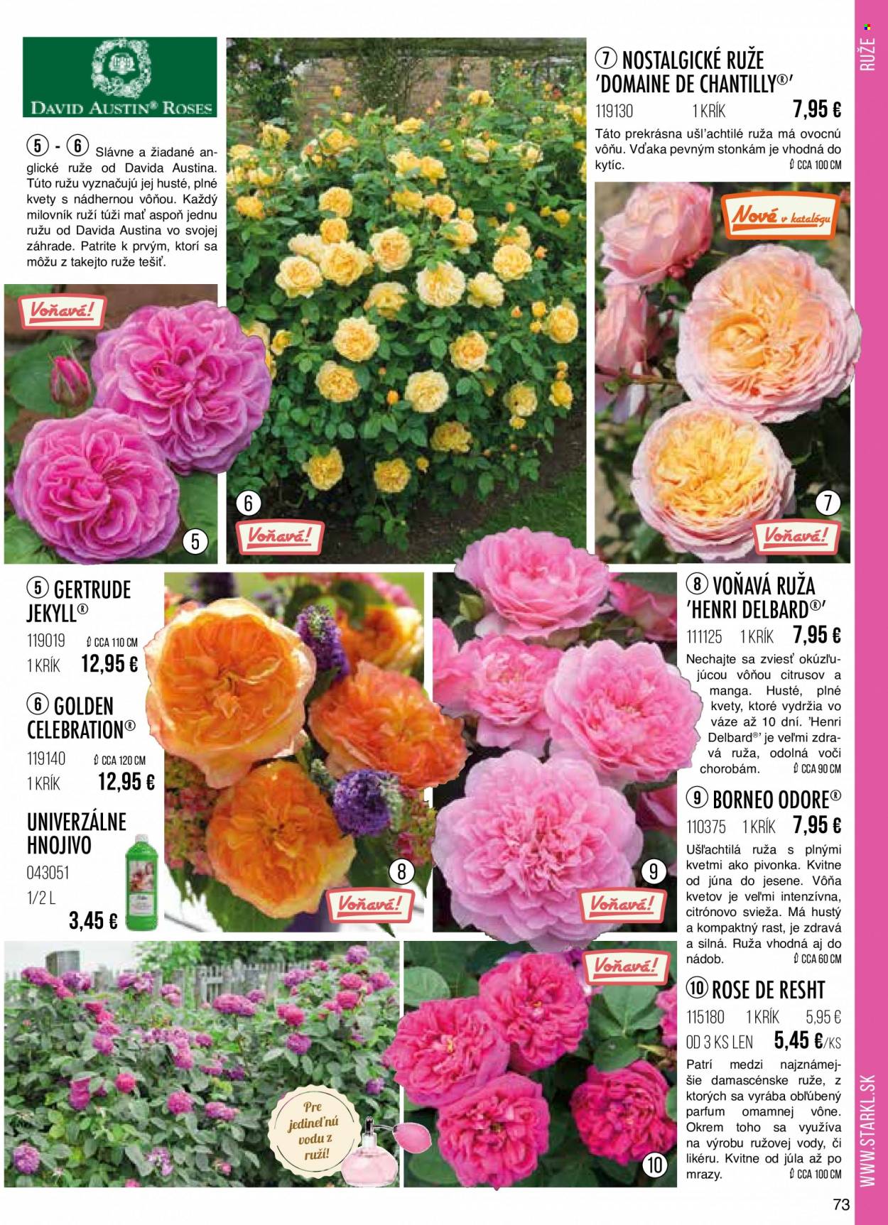 thumbnail - Leták Starkl - Produkty v akcii - hnojivo, ruža, pivonka, kvetinová dekorácia. Strana 73.