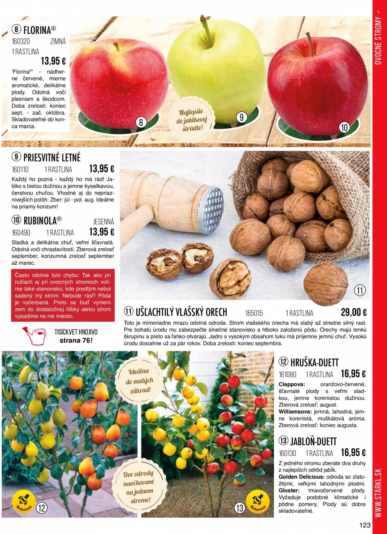 thumbnail - Leták Starkl - Produkty v akcii - hnojivo, ovocné stromy, vonkajšie rastliny, jabloň. Strana 123.
