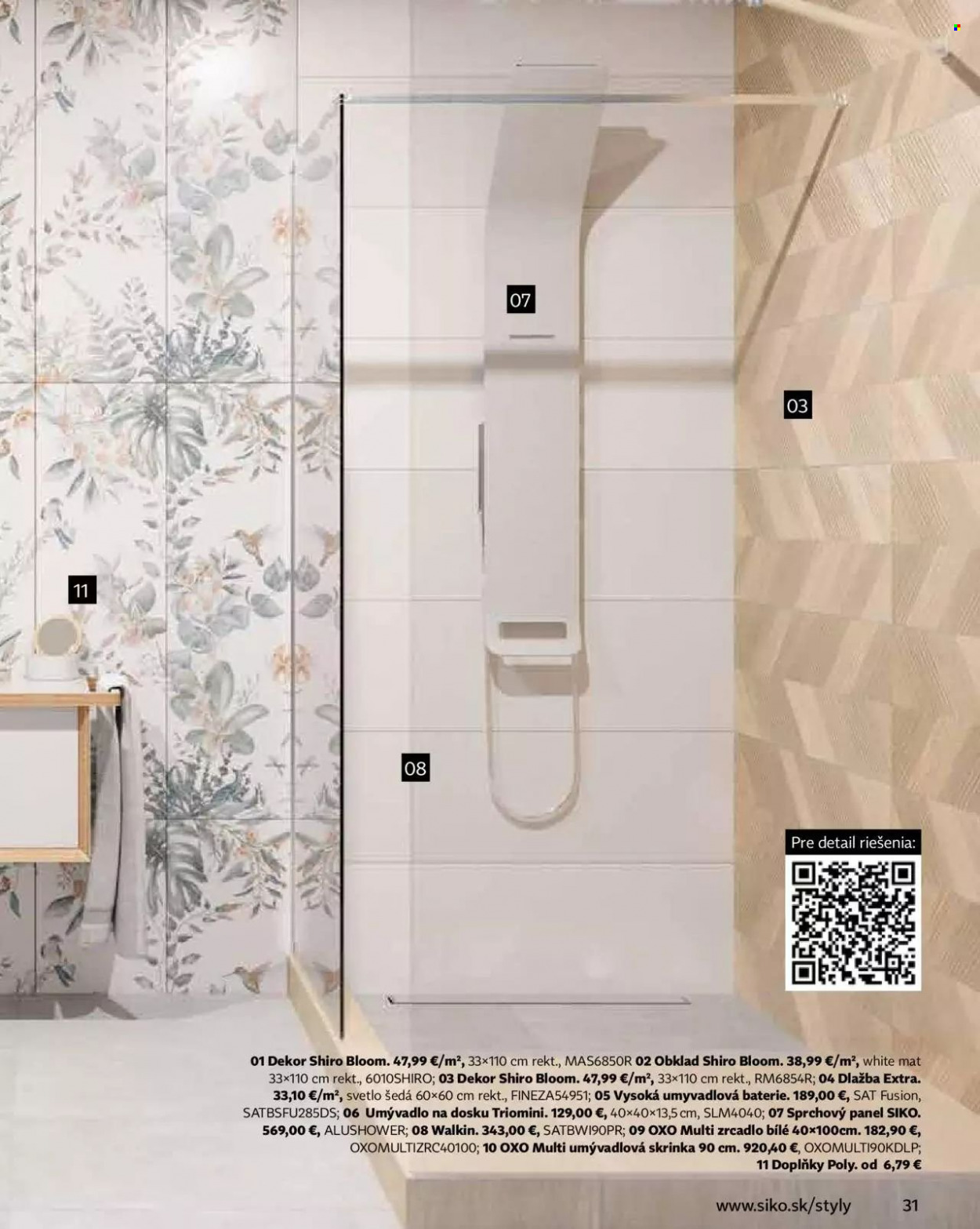 thumbnail - Leták SIKO - Produkty v akcii - umývadlo, sprchový panel, dlažba, obklad. Strana 31.