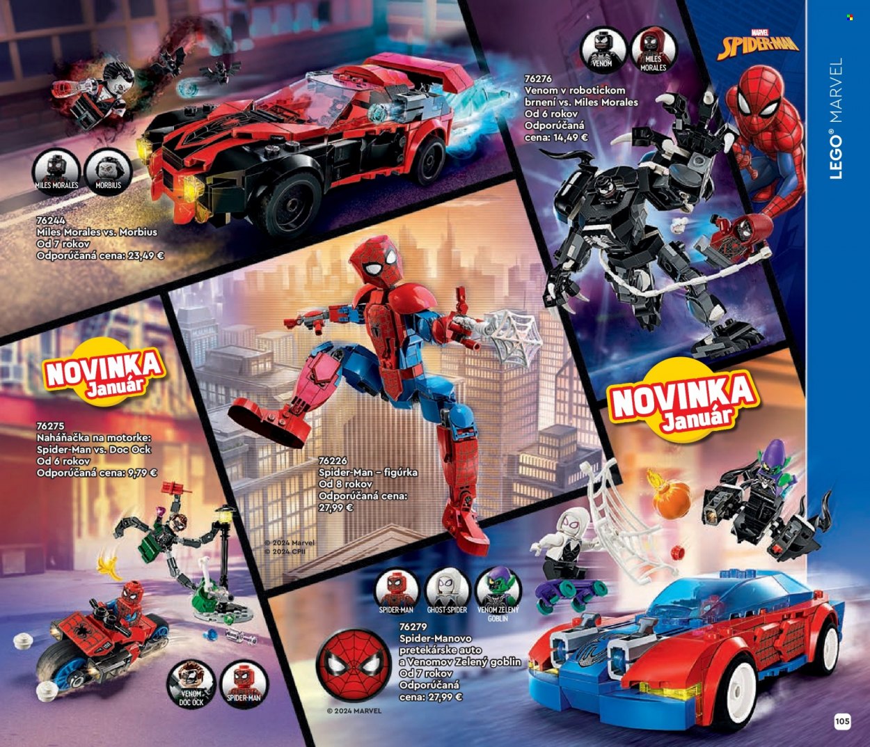 thumbnail - Leták Alltoys - 1.1.2024 - 31.5.2024 - Produkty v akcii - Spiderman, Marvel, pretekárske auto, LEGO. Strana 105.