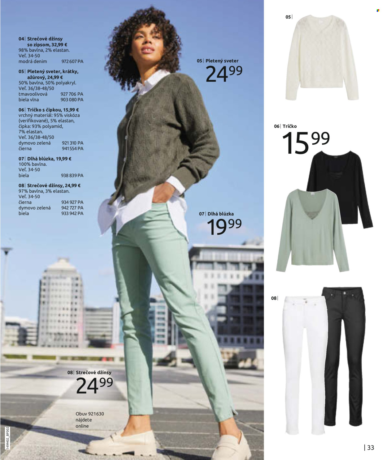 thumbnail - Leták Bonprix - 6.2.2024 - 5.5.2024 - Produkty v akcii - džínsy, strečové džínsy, nohavice, tričko, blúzka, sveter, topánky. Strana 35.