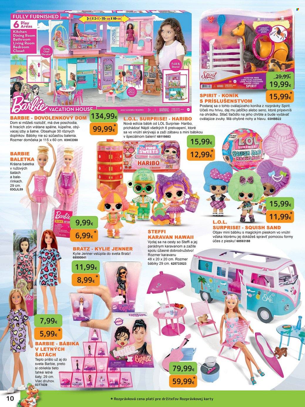 thumbnail - Leták Dráčik - Produkty v akcii - bábika, baletka, Barbie, kôň, Steffi, L.O.L. Surprise. Strana 10.