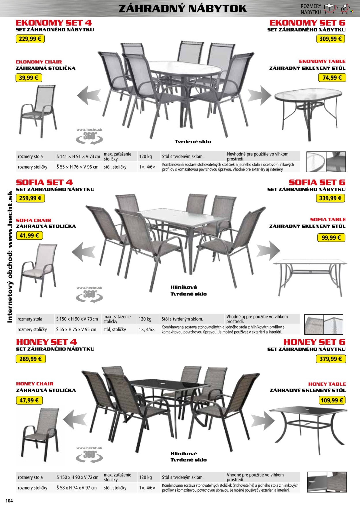 thumbnail - Leták Hecht - 19.2.2024 - 28.2.2025 - Produkty v akcii - Hecht, zahradný nábytok, stôl, stolička, záhradná stolička. Strana 104.