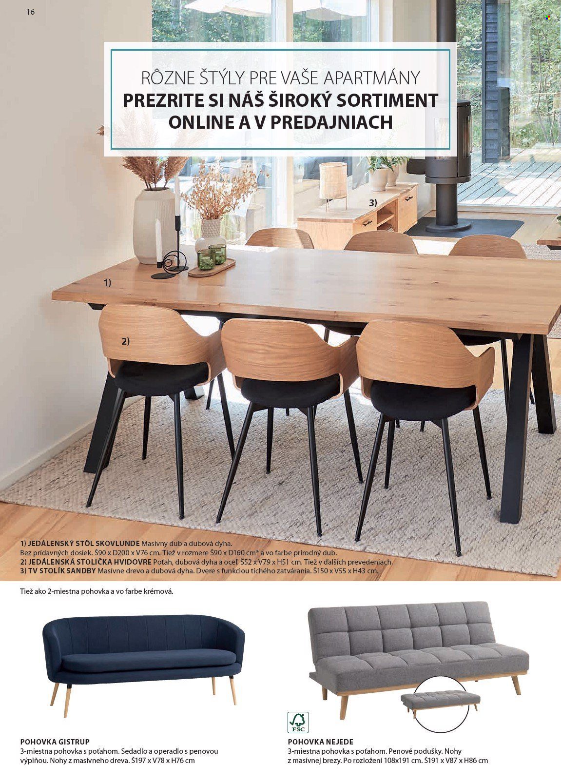 thumbnail - Leták JYSK - Produkty v akcii - jedálenský stôl, stôl, jedálenská stolička, stolička, pohovka, tv stolík, stolík. Strana 17.