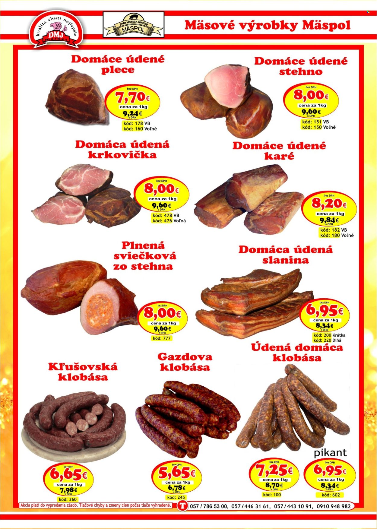 thumbnail - Leták DMJ market - 1.3.2024 - 30.4.2024 - Produkty v akcii - údené stehno, údené mäso, bravčová krkovička, slanina, klobása pikant, klobása, Cien. Strana 4.