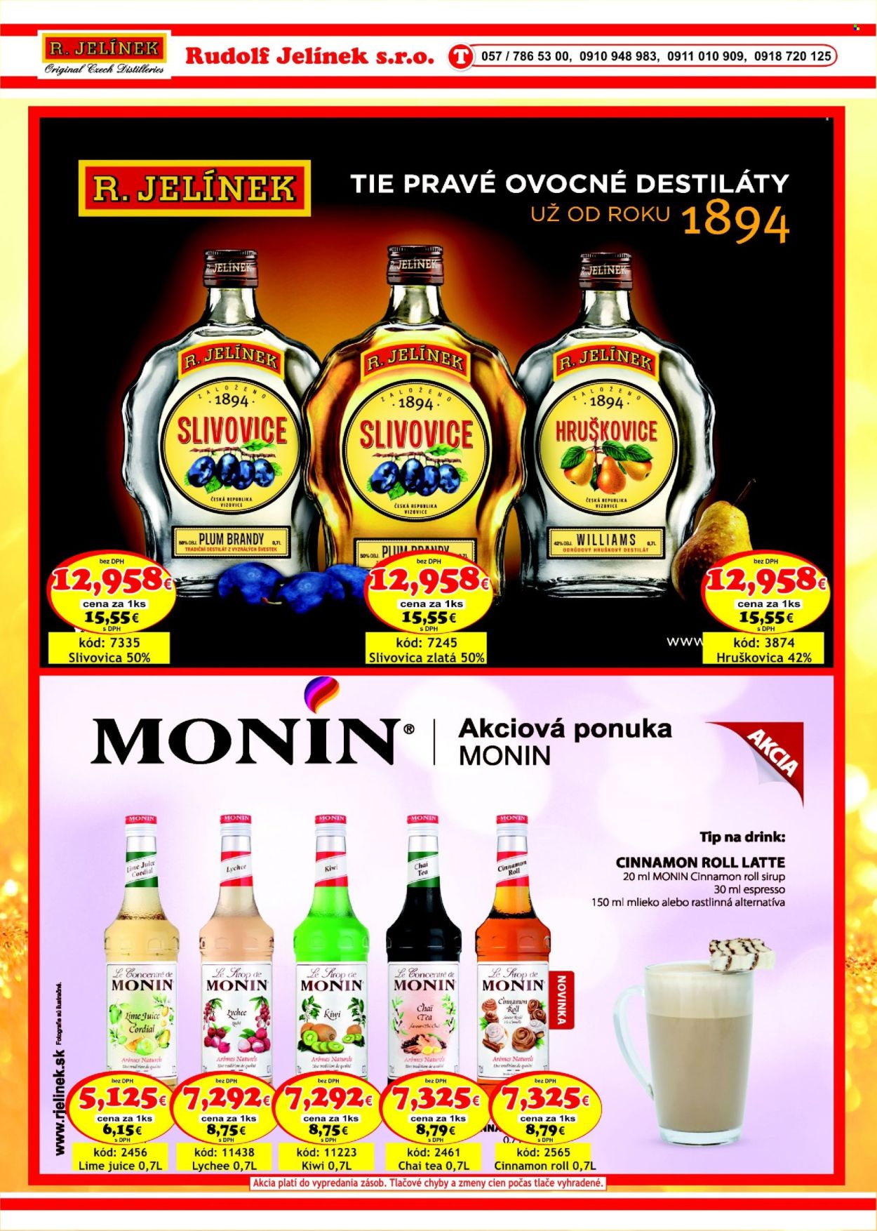 thumbnail - Leták DMJ market - 1.3.2024 - 30.4.2024 - Produkty v akcii - kiwi, mlieko, sirup, Espresso, alkohol, brandy, slivovica, R. Jelínek, hruškovica, Cien. Strana 38.