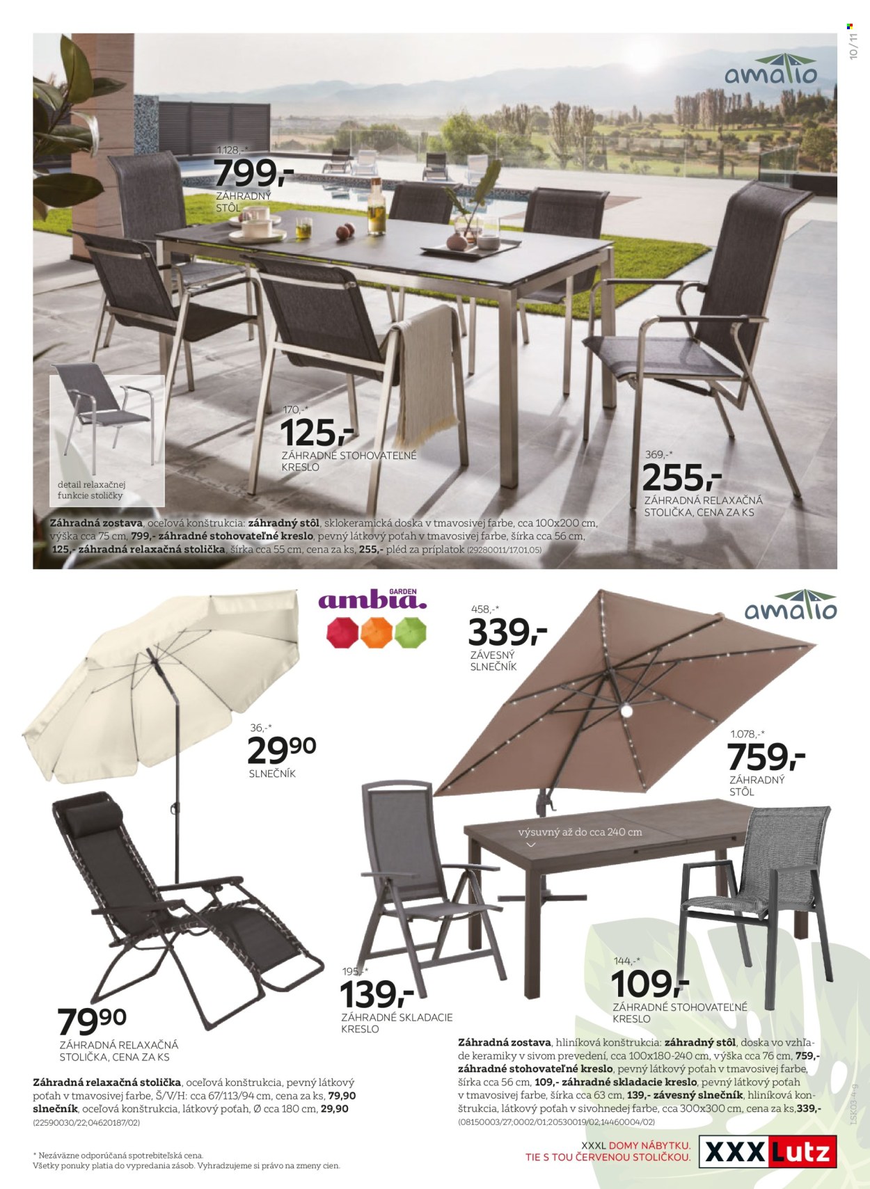 thumbnail - Leták XXXLutz - 3.3.2024 - 31.12.2024 - Produkty v akcii - pléd, sklokeramická doska, doska, stôl, stolička, rozkladacie kreslo, zahradný nábytok, záhradný stôl, slnečník. Strana 11.