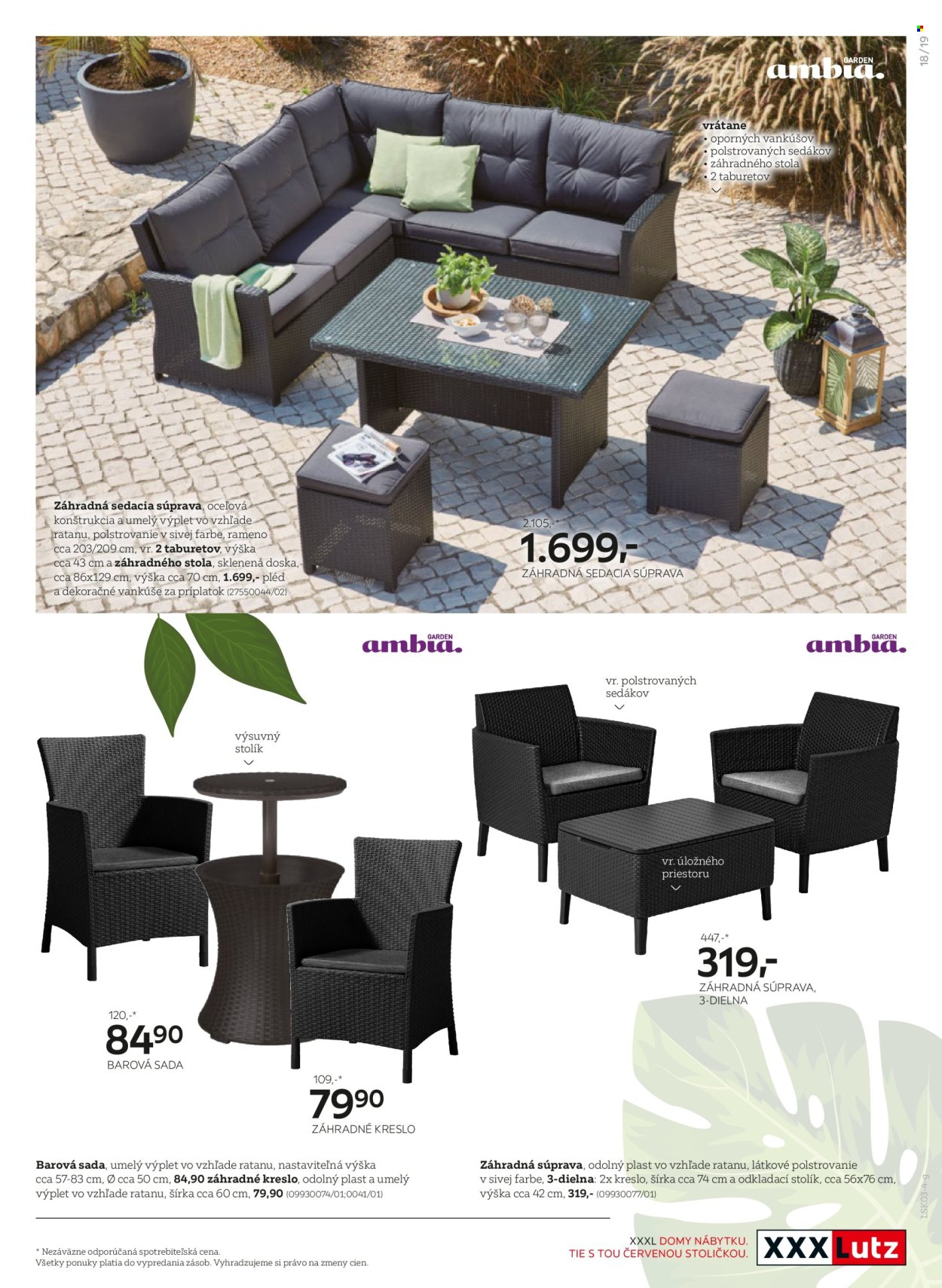 thumbnail - Leták XXXLutz - 3.3.2024 - 31.12.2024 - Produkty v akcii - pléd, sedacia súprava, príručný stolík, stolík, zahradný nábytok, záhradné kreslo. Strana 19.