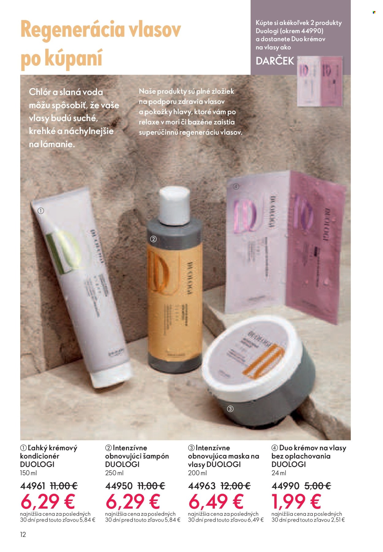 thumbnail - Leták Oriflame - 16.4.2024 - 6.5.2024 - Produkty v akcii - šampón, krém denný, krém nočný, kondicionér, maska na vlasy. Strana 12.