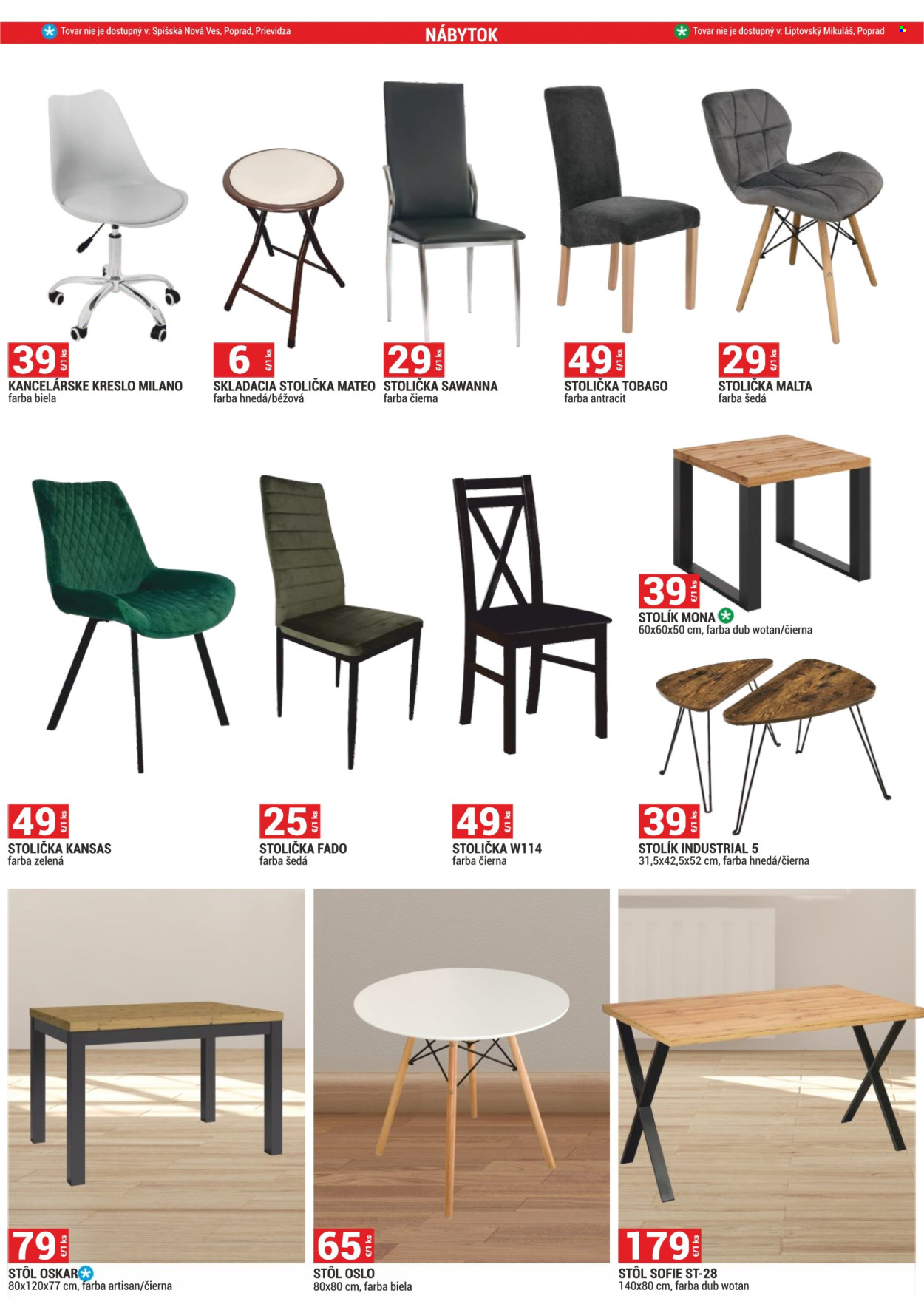 thumbnail - Leták Merkury Market - 2.4.2024 - 30.4.2024 - Produkty v akcii - stôl, stolička, skladacia stolička, kreslo, stolík, kancelárske kreslo, dekoračná figúrka, malta. Strana 40.