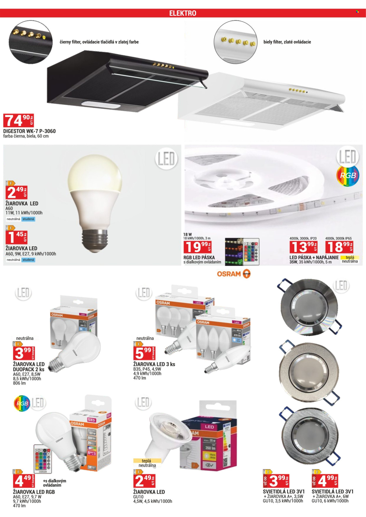thumbnail - Leták Merkury Market - 2.4.2024 - 30.4.2024 - Produkty v akcii - lepiaca páska, Osram, žiarovka, LED žiarovka, LED dekorácia, svietidlo, LED osvetlenie, vypínač. Strana 49.
