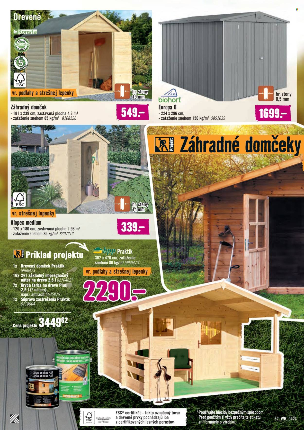 thumbnail - Leták Hornbach - 2.4.2024 - 30.4.2024 - Produkty v akcii - domček, záhradný domček, impregnácia. Strana 32.