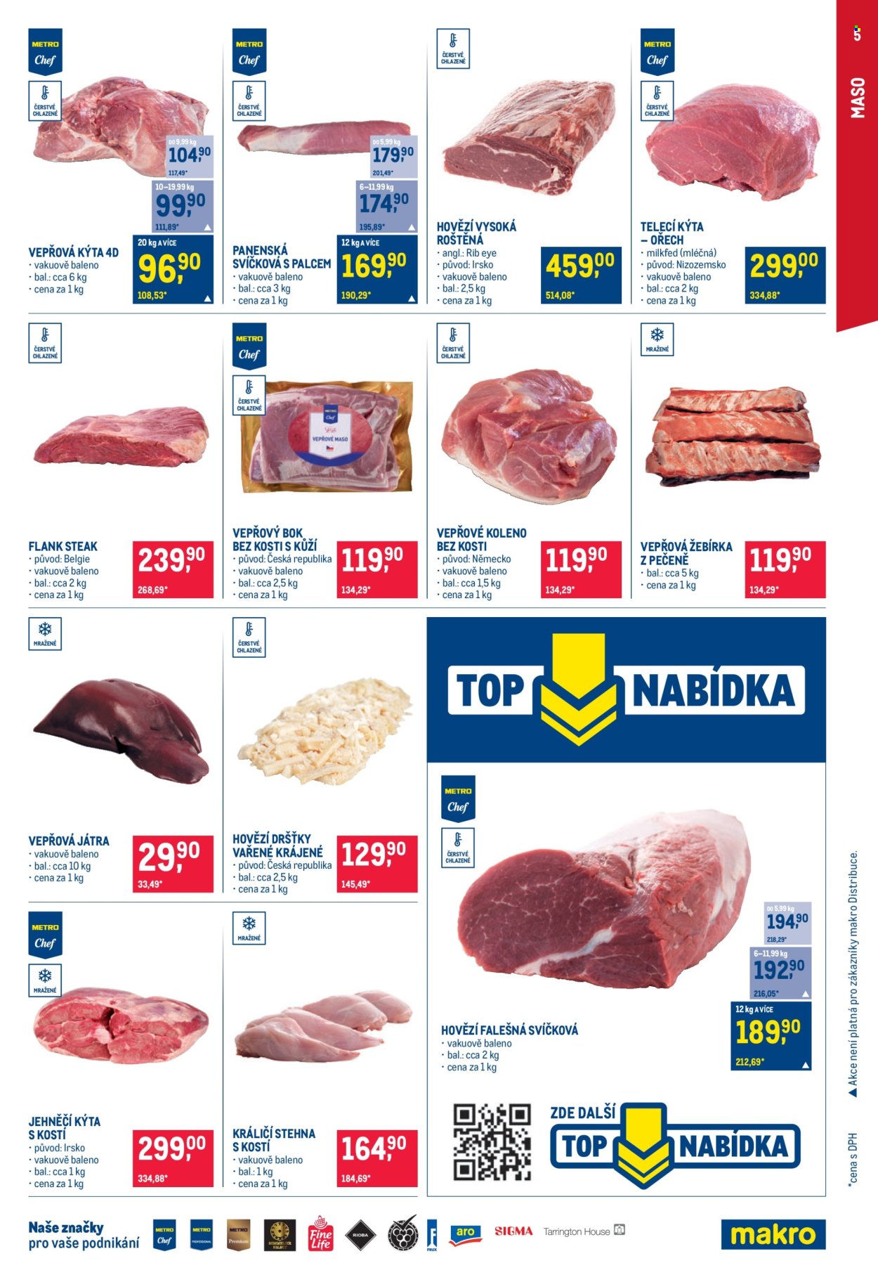 thumbnail - Leták Metro - 24.4.2024 - 7.5.2024 - Produkty v akcii - hovädzie mäso, hovädzia roštenka, hovädzí steak z vysokej roštenky, flank steak, tielko, top. Strana 5.