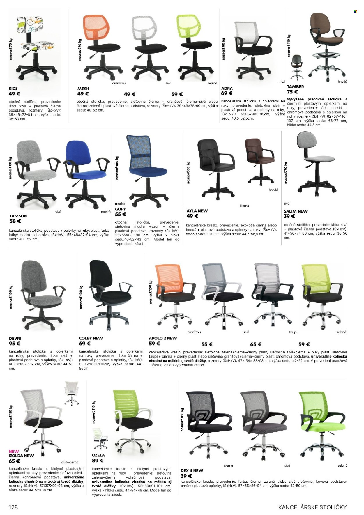 thumbnail - Leták Kondela - 25.5.2024 - 31.12.2025 - Produkty v akcii - stolička, otáčacia stolička, kreslo, kancelárska stolička, kancelárske kreslo. Strana 128.