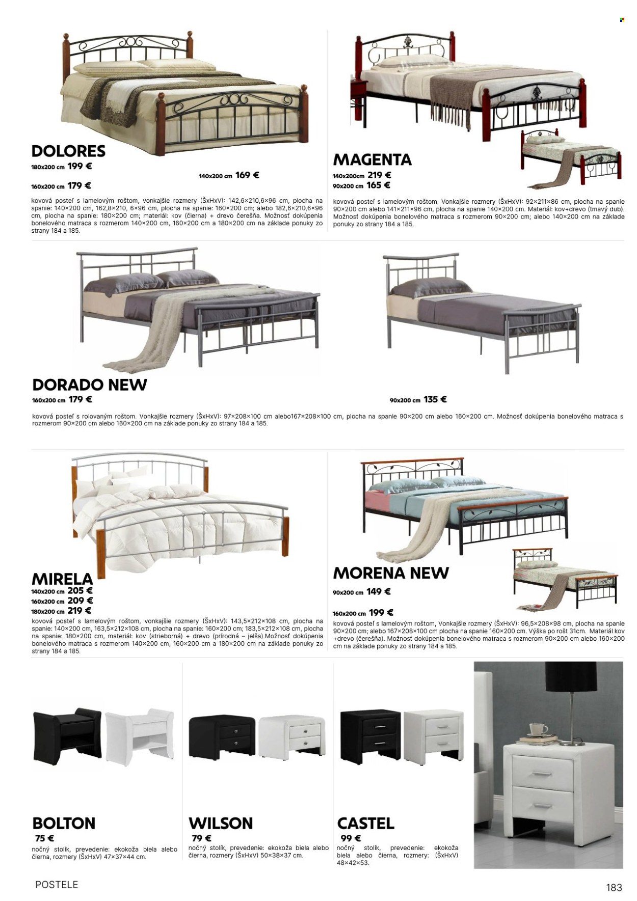 thumbnail - Leták Kondela - 25.5.2024 - 31.12.2025 - Produkty v akcii - stolík, posteľ, kovová posteľ, nočný stolík. Strana 183.