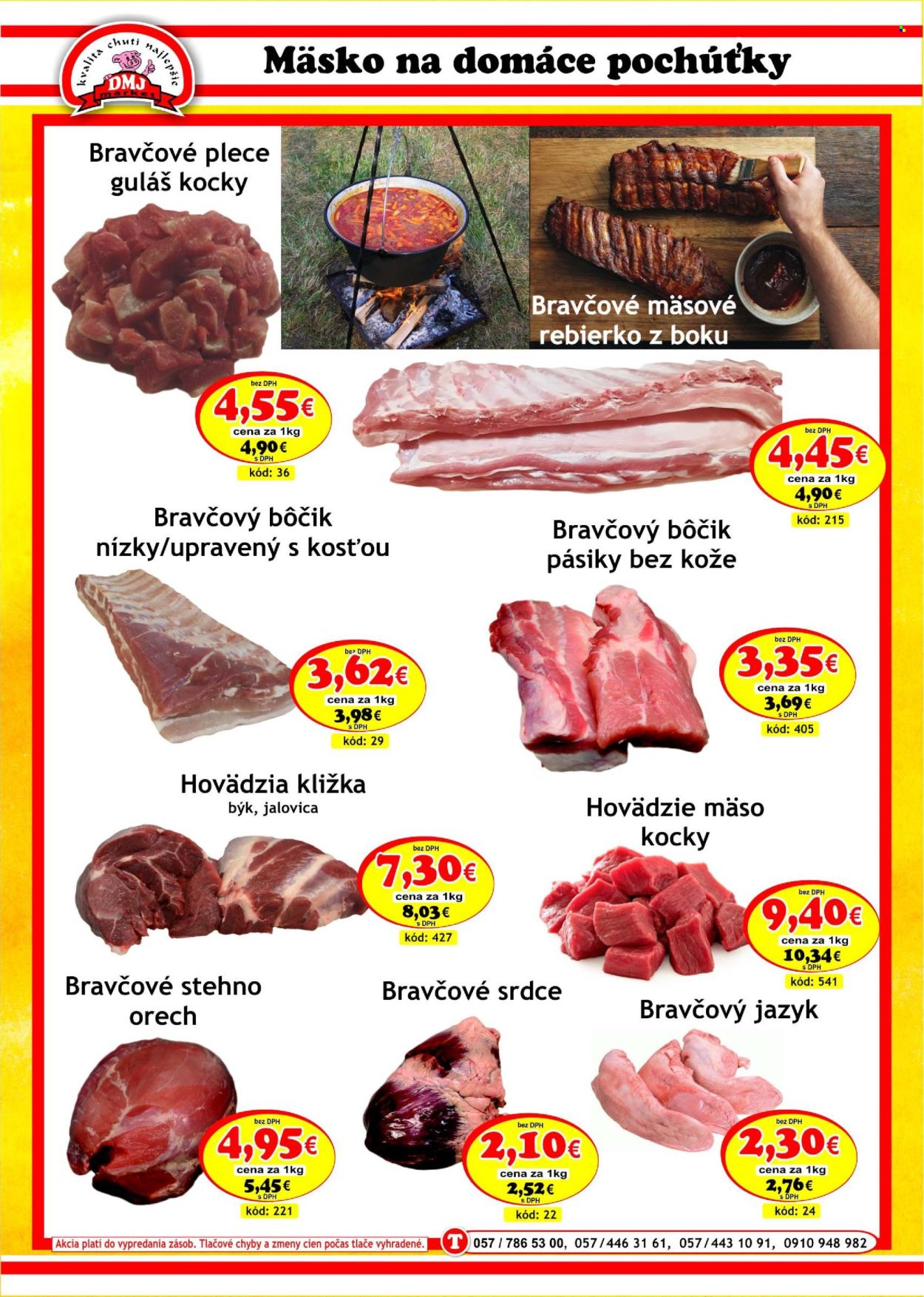 thumbnail - Leták DMJ market - 1.5.2024 - 30.6.2024 - Produkty v akcii - hovädzie mäso, bravčové pliecko, bravčové stehno, bravčový bok, bravčové srdce, Cien. Strana 2.