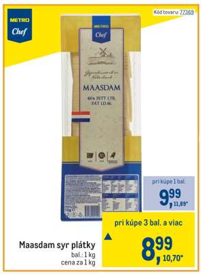 Maasdam syr plátky