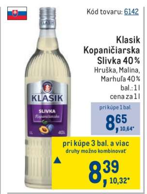 Klasik Kopaničiarska Slivka 40 %