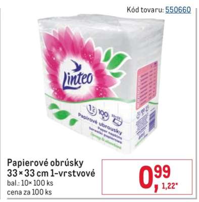 Papierové obrúsky 33 × 33 cm 1-vrstvové