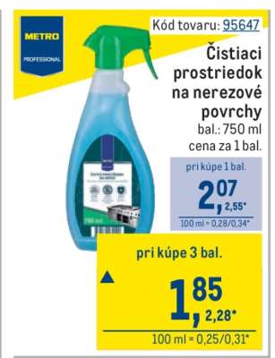 Čistiaci prostriedok na nerezové povrchy