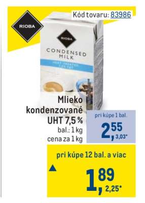 Mlieko kondenzované UHT 7,5%