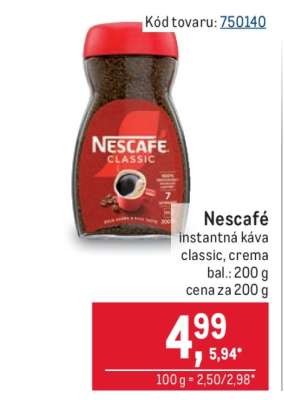 Nescafé instantná káva classic, crema