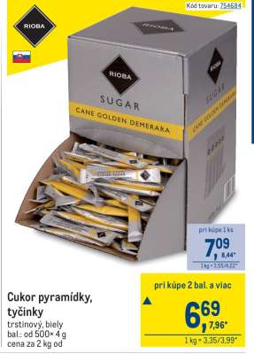 Cukor pyramídky, tyčinky