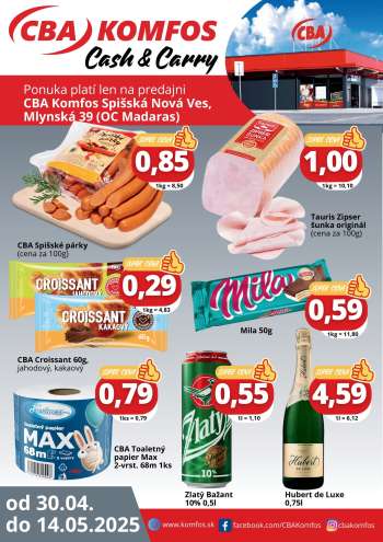 Leták CBA Komfos - 30.4.2025 - 14.5.2025.