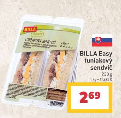 BILLA Easy tuniakový sendvič