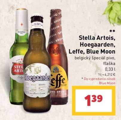Stella Artois, Hoegaarden, Leffe, Blue Moon