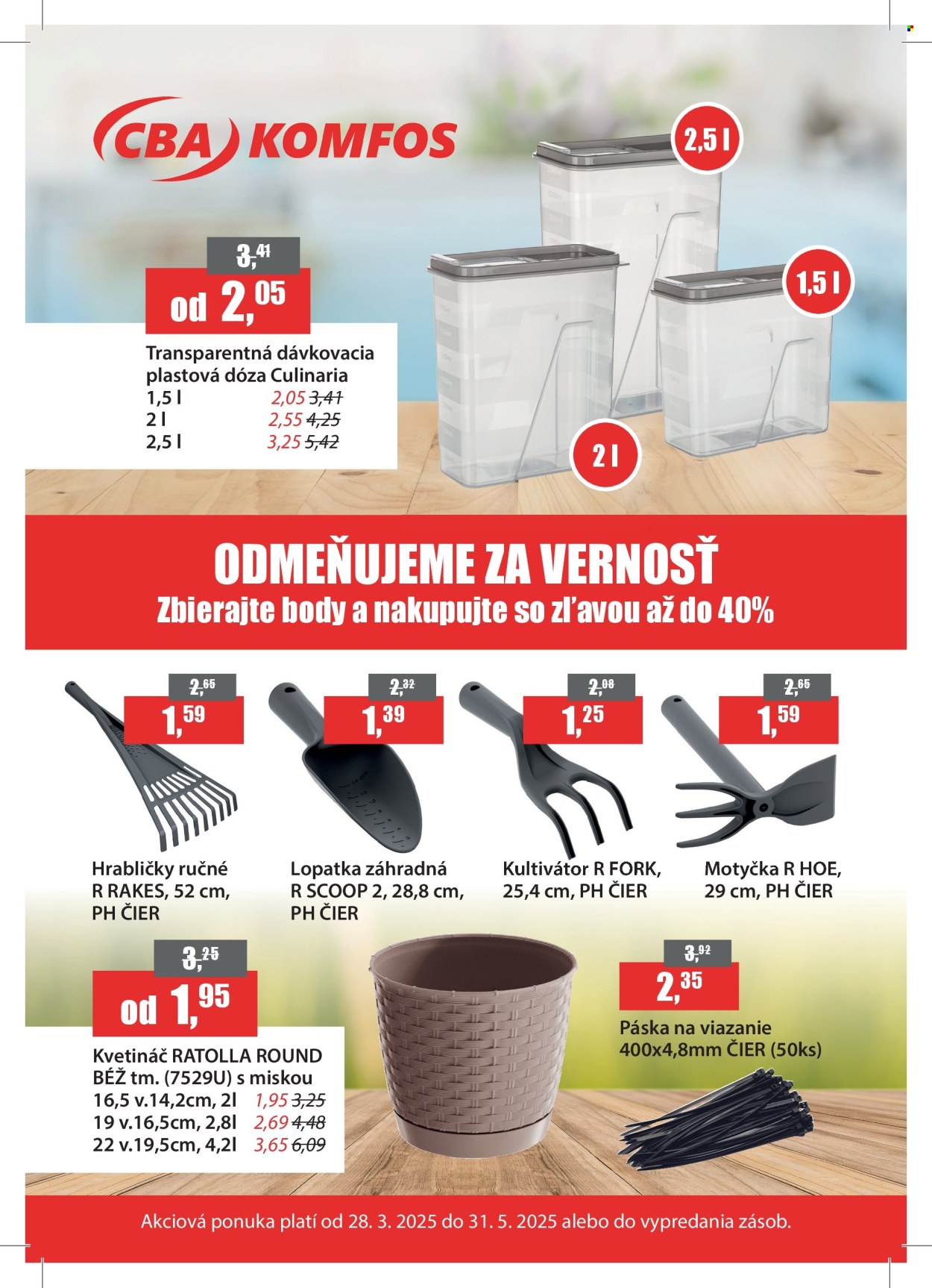 Leták CBA Komfos - 28.3.2025 - 31.5.2025. Strana 1