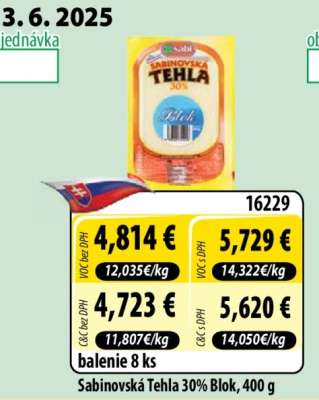 Sabinovská Tehla 30% Blok, 400 g