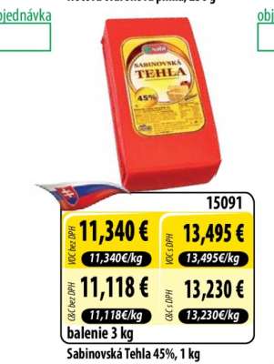 Sabinovská Tehla 45%, 1 kg