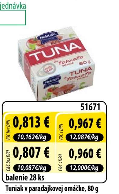 Tuniak v paradajkovej omáčke, 80 g