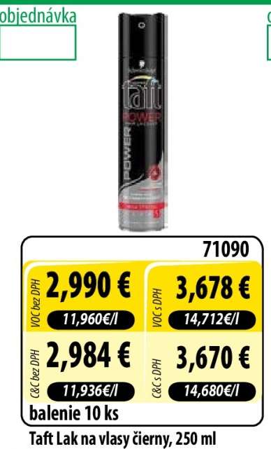 Taft Lak na vlasy čierny, 250 ml