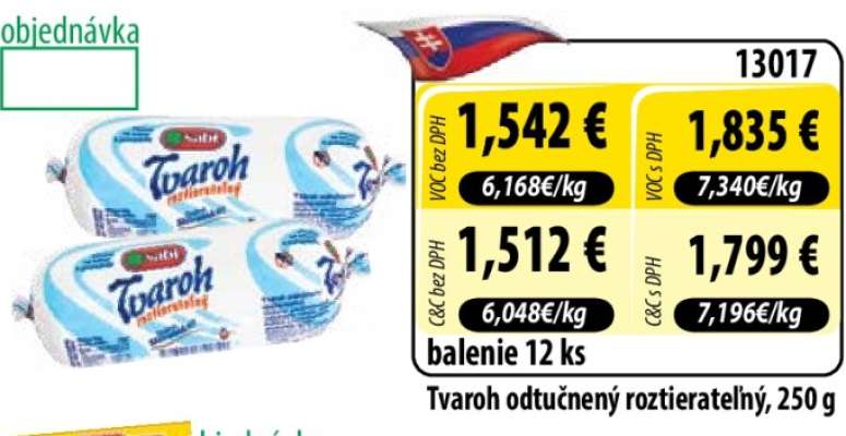 Tvaroh odtučnený roztierateľný