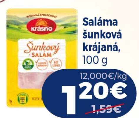 Saláma šunková krájaná, 100 g